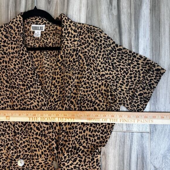 VTG 90s Silk Cheetah Dress 14 Short Sleeve Print Career Eclectic Artsy twee Midi - Picture 10 of 11
